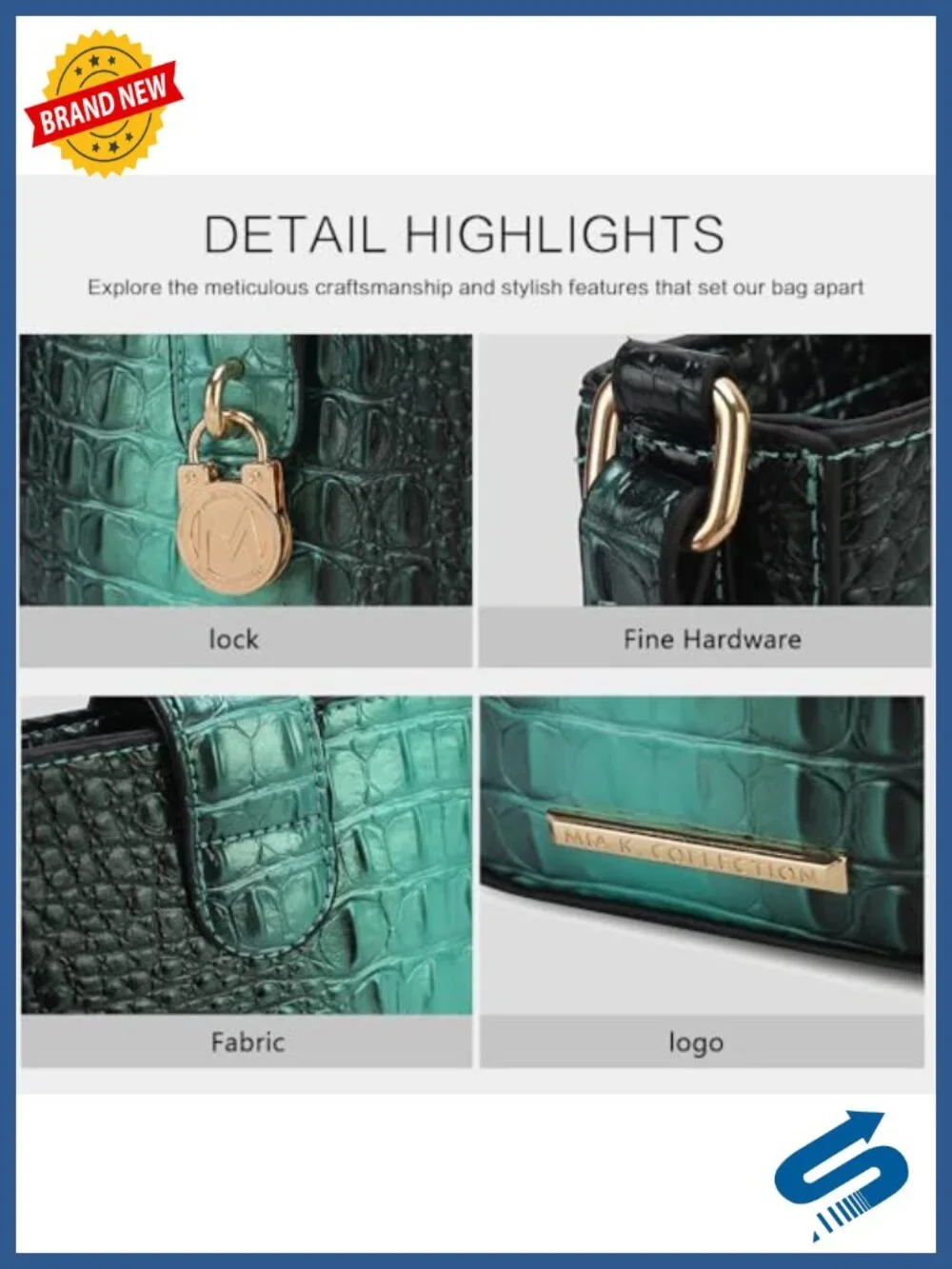 Faux Crocodile Embossed Vegan Leather Crossbody Bag - Shoulder Handbag